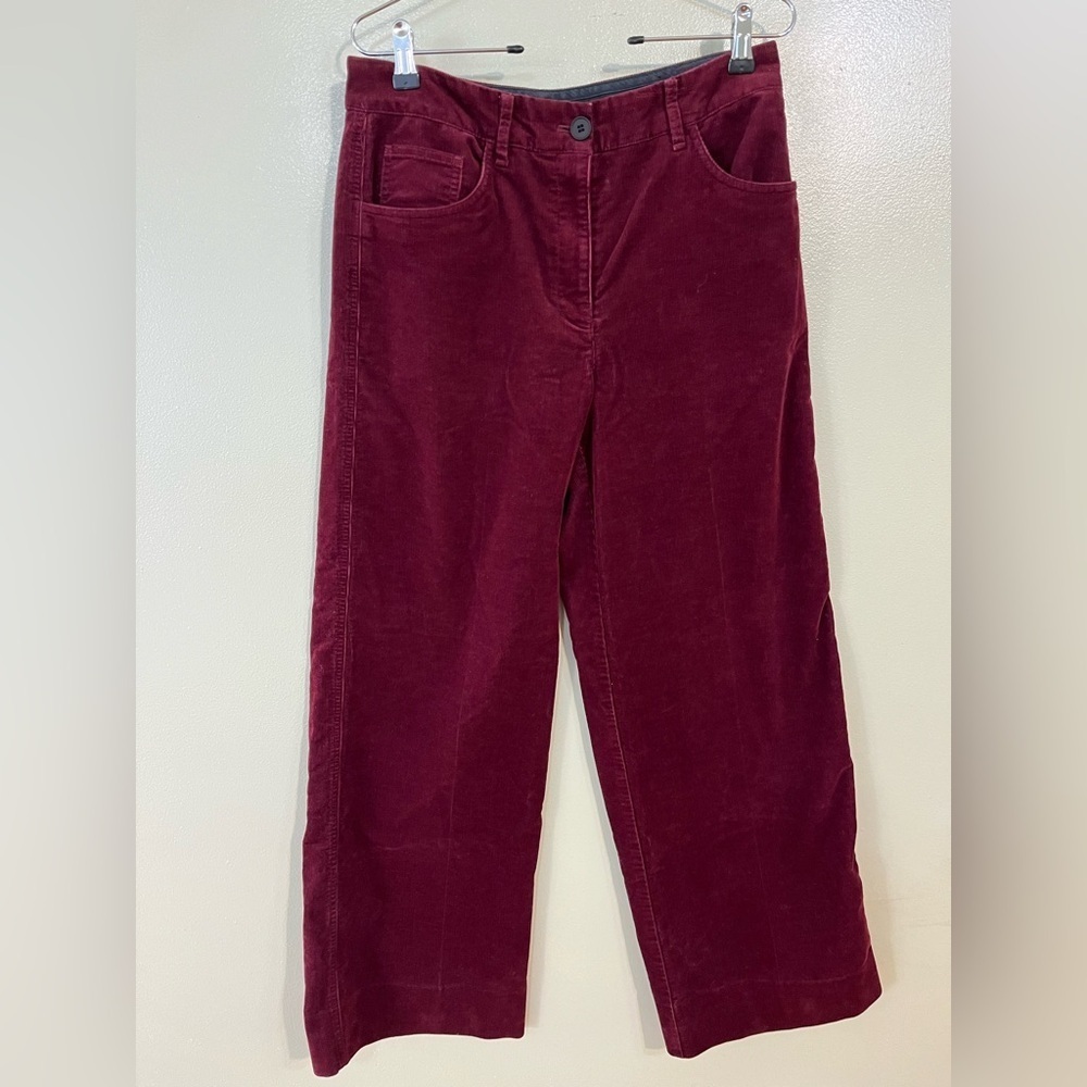 All Saints Womens Corduroy Burgundy Wide Leg Dress Pants Cotton Size 6